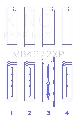 King Engine Bearings HolDEn Alloytec 175/190 (Size +.026mm) Main Bearing Set - MB4272XP.026