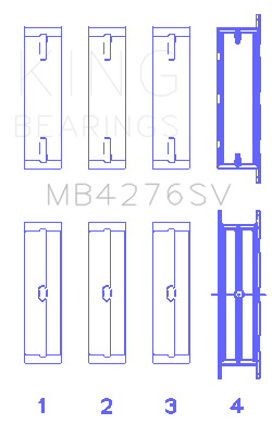 King Ford 276DT/D17TED4/AJD 2.7L V6 (Size +0.10) Main Bearing Set - MB4276SV010