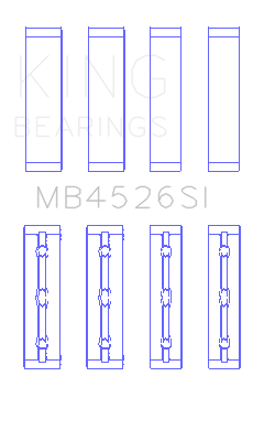 King Toyota 1GR-FE (Size +0.50mm) Crankshaft Main Bearing Set - MB4526SI0.5