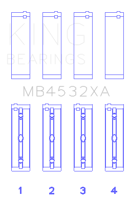 King Engine Bearings Mercedes Benz Om 642.822/36/910/20/30/70 (Size +0.50mm) Main Bearing Set - MB4532XA0.5