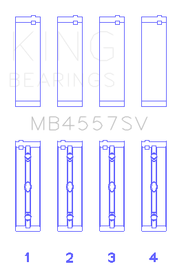 King Engine Bearings Mercedes Benz Om 642.822/36/910/20/30/70 O/S (Size +0.25mm) Main Bearing Set - MB4557SV0.25