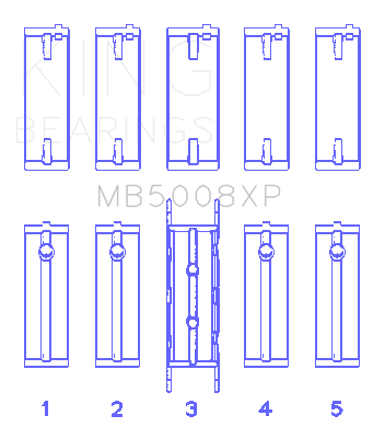 King Engine Bearings Ford ZETec 1.6/1.8/2.0 (Size +0.25mm) Main Bearing Set - MB5008XP0.25