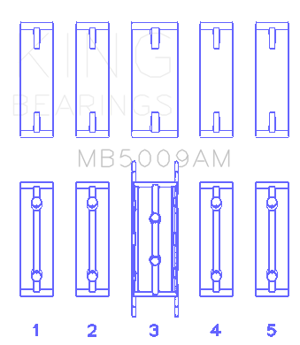 King Engine Bearings Ford Fiesta 1.25I (ZETec/Ecoboost 1.6) (Size +0.75mm) Main Bearing Set - MB5009AM0.75