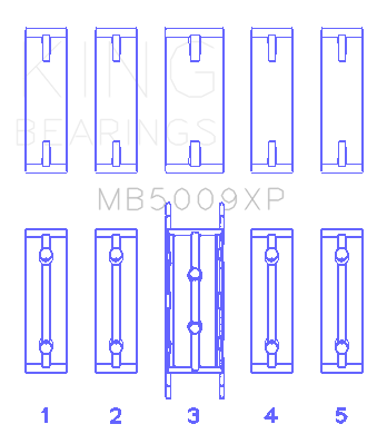 King Ford Fiesta 1.25I (Zetec/Ecoboost 1.6) (Size 0.25) Main Bearing Set - MB5009XP0.25
