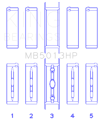 King G.M.C. (Mark III) 5.7L (Size 001) Main Bearing Set - MB5013HP001