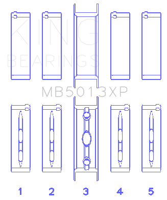 King Chevy LS1 / LS6 / LS3 (Size 010X) Performance Main Bearing Set - MB5013XP010X
