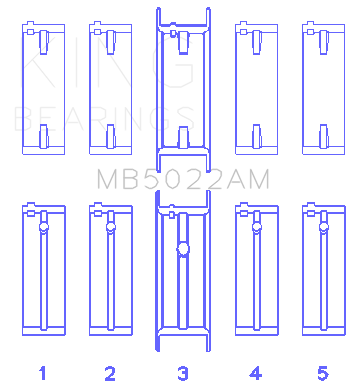 King Engine Bearings Hyundai G4Ed/G4Ae/G4Fk (Size +0.25mm) Main Bearing Set - MB5022AM0.25