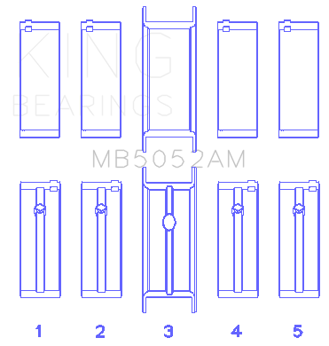 King Chrysler/Mitsubishi 122ci 2.0L (Size 0.25) Main Bearing Set - MB5052AM0.25