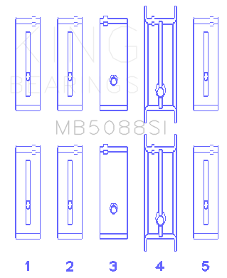 King Engine Bearings ChevrolET/Isuzu Ohv Ln2 (Size +0.50mm) Main Bearing Set - MB5088SI0.5