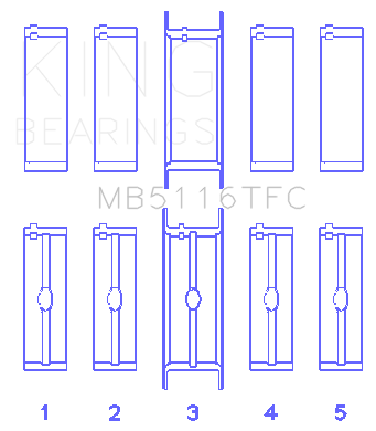 King Chrysler 426Ci/ 440Ci V8 OHV (Top Fuel) (Size 1.0) Main Bearing Set - MB5116TFC010
