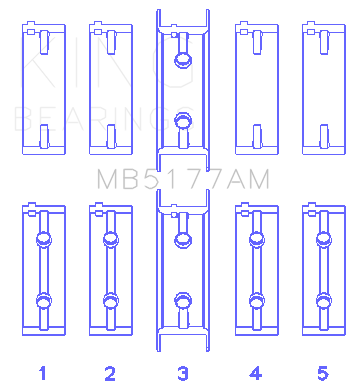 King Engine Bearings Mitsubishi 4G63/64/DOHC (Size +0.25mm) Main Bearing Set - MB5177AM0.25