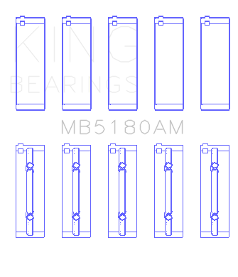 King Engine Bearings Renault R9/R11 (Size +0.25mm) Main Bearing Set - MB5180AM0.25