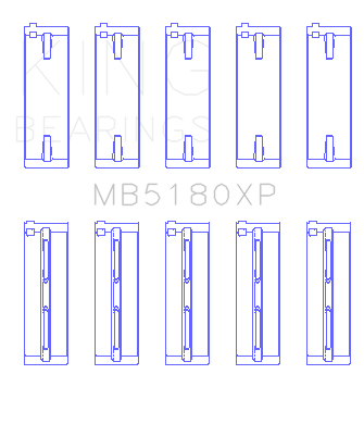 King Engine Bearings Renault R9/R11 (Size +0.50mm) Main Bearing Set - MB5180XP0.5