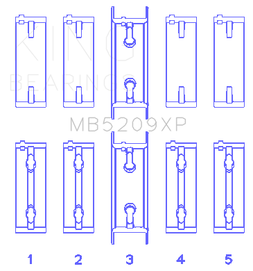King Mitsubishi 4G63/4G64 7 Bolt 2nd Gen DSM and EVO I-IV (Size 0.25mm) Performance Main Bearing Set - MB5209XP0.25