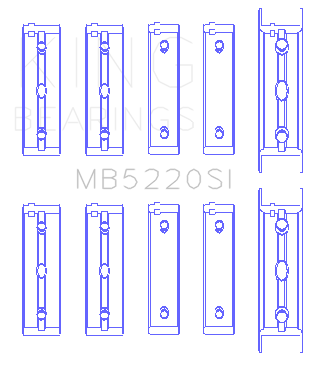 King Engine Bearings Subaru Ej20/Ej22/Ej25 (Incl. Turbo) (Size +0.50mm) Main Bearing Set - MB5220SI0.5
