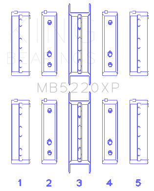 King Subaru WRX/STi EJ20 EJ22 EJ25 Flange #3 Position (Size STD) Performance Main Bearing Set - MB5220XP