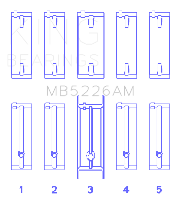 King Engine Bearings Mazda 626 F8 (Size +0.25mm) Main Bearing Set - MB5226AM0.25