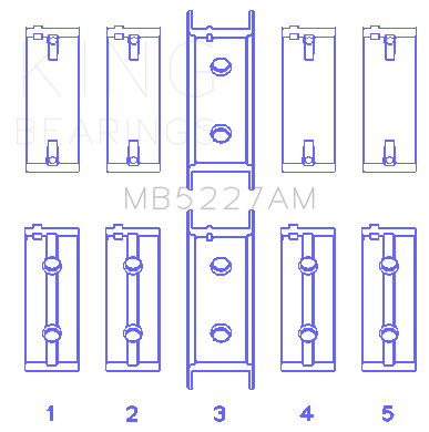 King Engine Bearings Mitsubishi 4G63/4G63T (->92) (Size +1.0mm) Main Bearing Set - MB5227AM1.0