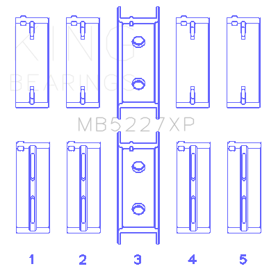 King Mitsubishi 4G63/4G64 (Size .026) Crankshaft Main Bearings (Set of 5) - MB5227XP.026