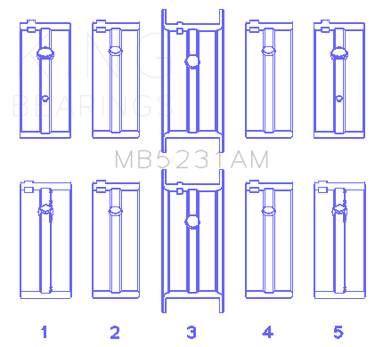 King Engine Bearings Nissan L13/L14/Z18 (Size +0.25mm) Main Bearing Set - MB5231AM0.25
