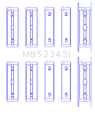 King Engine Bearings Subaru Ej20/Ej22/Ej25 (Incl. Turbo) (Size +0.25mm) Main Bearing Set - MB5234SI0.25