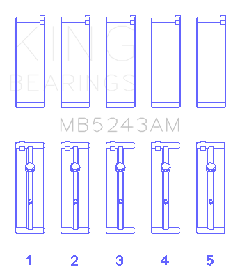 King Nissan SR20DE (Size 1.0mm) Performance Main Bearing Set - MB5243AM1.0