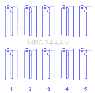King Honda 91CI/1.5L D15A2/D15A3/D15B1/D15B2/D15B7/D15B8/D15Z1 (Size +0.75) Main Bearing Set - MB5244AM0.75