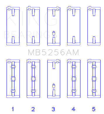 King Engine Bearings Hyundai Lantra 1600 (Size +0.75mm) Main Bearing Set - MB5256AM0.75