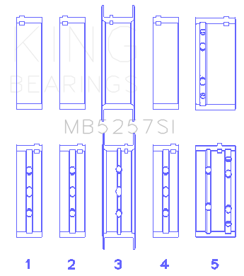 King Engine Bearings General Motors 379/V8 Ohv (Size +0.75mm) Main Bearing Set - MB5257SI0.75