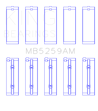 King Engine Bearings Honda B18A1 (Size +0.50mm) Main Bearing Set - MB5259AM0.5