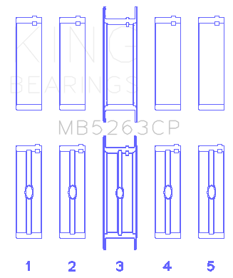King Ford Eng 445 T/Dies Crankshaft Main Bearing Set (Set of 5) - MB5263CP010