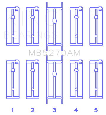 King Chrysler 148/148 Turbo DOHC 16V / Jeep 148 DOHC 16V (Size +0.25mm) Main Bearing Set - MB5270AM0.25