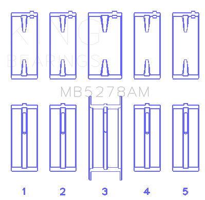 King Engine Bearings Ford 140Ci /2.3Liter/L4 (Size +0.25mm) Main Bearing Set - MB5278AM0.25