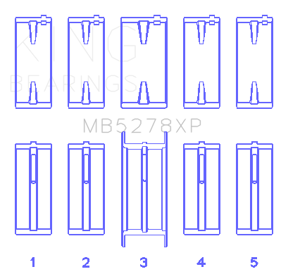 King Engine Bearings Ford 140Ci /2.3Liter/L4 (Size +0.50mm) Main Bearing Set - MB5278XP0.5