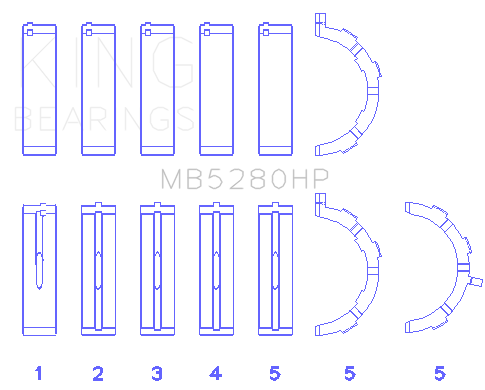 King Ford Prod. V8 4.6L/5.4L Will Not Fit 13-14 GT500 (Size STD) Performance Main Bearing Set - MB5280HP