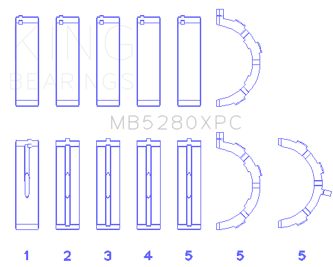 King Ford 4.6L/5.4L V8 SOHC (Size STD) Performance Coated Main Bearing Set - MB5280XPC