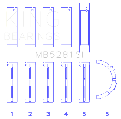 King Ford 281CI 4.6L V8 (Size +0.75) Main Bearing Set - MB5281SI0.75