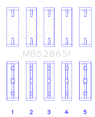 King Engine Bearings Toyota 1Uz-Fe/2Uz-Fe/3Uz-Fe (Size +0.25mm) Main Bearing Set - MB5286SI0.25