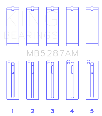King Engine Bearings Toyota 1Zzfe (Size +1.0mm) Main Bearing Set - MB5287AM1.0