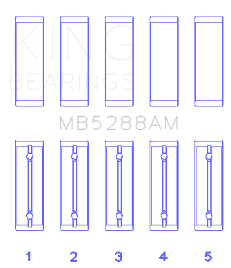 King Engine Bearings Renault F3R/F4R/F8Q/F9Q (Size +0.25mm) Main Bearing Set - MB5288AM0.25