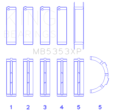 King Engine Bearings Ford 281 4.6L Sohc 16V (Size +0.25mm) Main Bearing Set - MB5353XP0.25