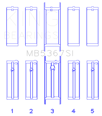 King GMC 2.4L (146cu) I4 Ecotec Main Bearing Set - (Size 1.0 Oversized) - MB5367SI1.0