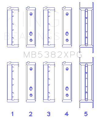 King Subaru EJ20/EJ22/EJ25 (For Thrust in #5 Position) .026 Oversized Tri-Metal Perf Main Bearing Se - MB5382XPG.026