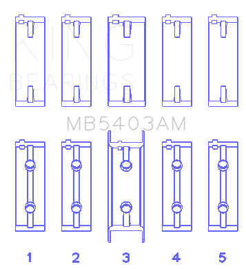 King Engine Bearings Mitsubishi 4G63/T/4G64 (Size +0.75mm) Main Bearing Set - MB5403AM0.75