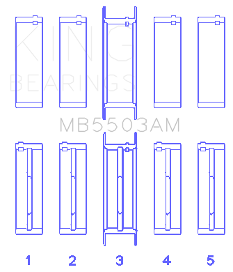 King Ford V8 351ci 5.8L 16v Crankshaft Main Bearing Set (Set of 5) - MB5503AM