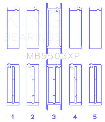 King Ford 351ci Cleveland V8 (Size 001) Tri-Metal Performance Main Bearing Set - MB5503XP001
