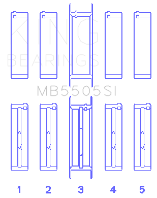 King Engine Bearings Ford 351ci/400ci 16V Main Bearing Set (Size 001) - Set Of 10 - MB5505SI001