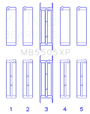 King Ford V8 351ci 5.8L 400ci 6.6L 16V (Size STD) Performance Main Bearing Set - MB5505XP