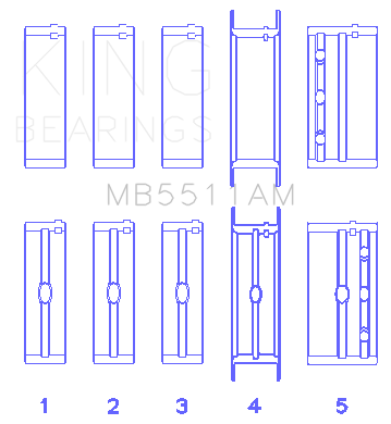 King GM V8 OHV 16 Valve (Size STD) Main Bearing Set - MB5511AM