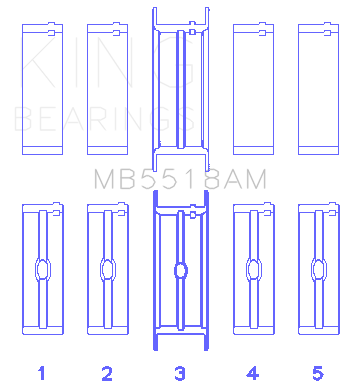 King AMC / Jeep 390 & 401 (Undersize 0.10IN) Crankshaft Main Bearing Set - MB5518AM010
